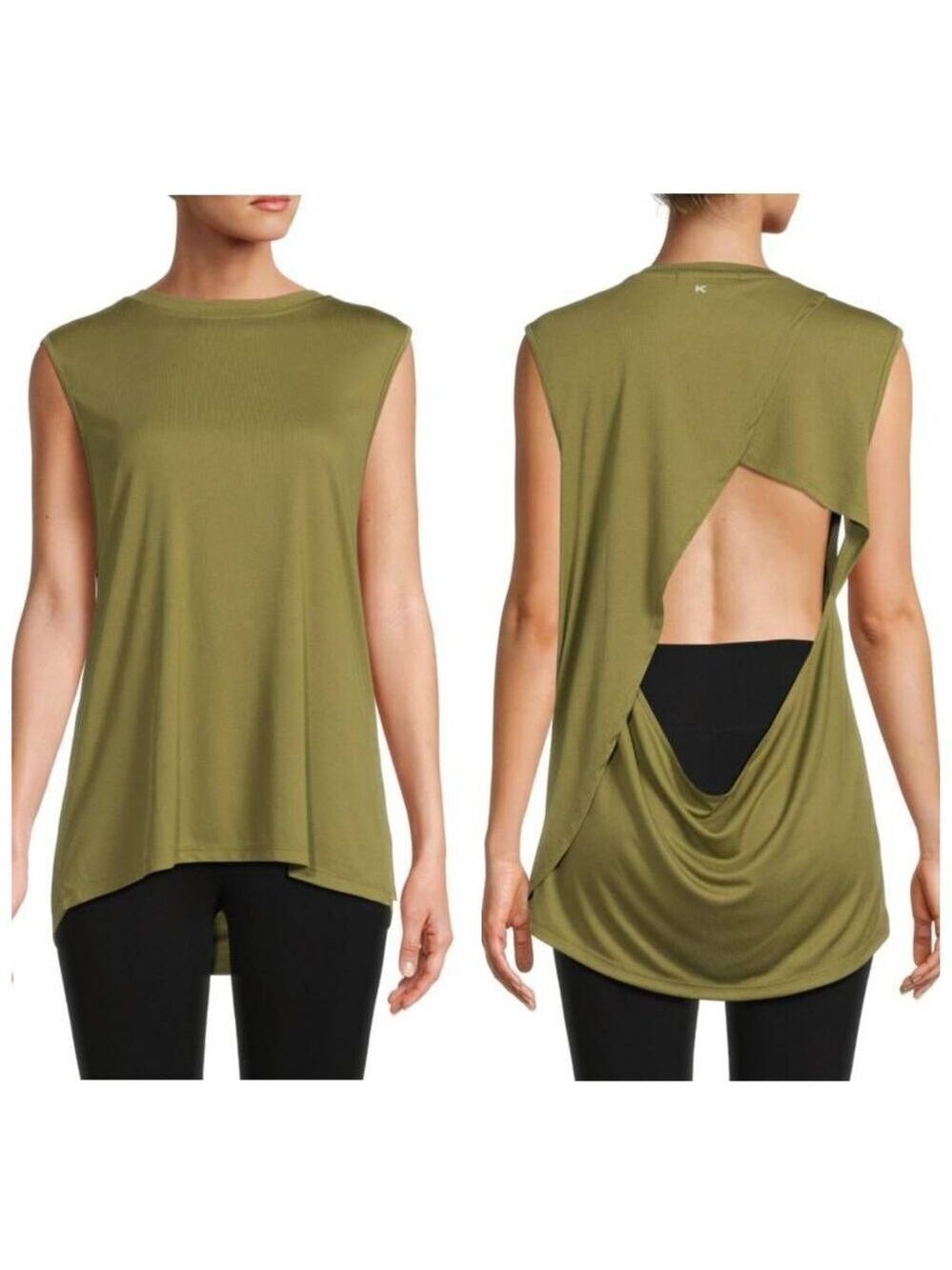 Koral Vivi Ribbed Marlow Tank Top Green Fig Size XL